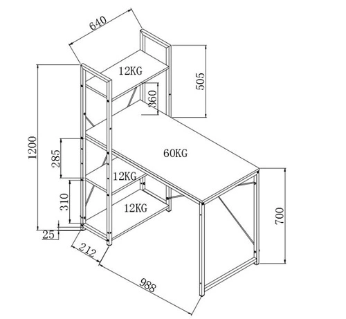 Psací stůl s nástavcem Nare bílý dub sonoma moderní pro práci a studium 120 cm Intesi