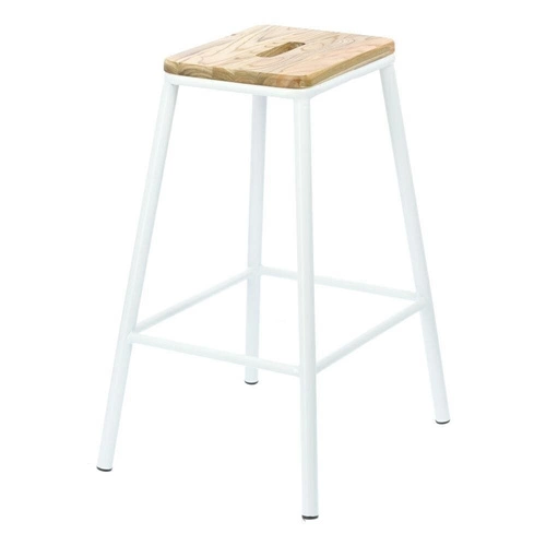 Barová stolička Seattle White 66 cm dřevěná bez opěrky do kuchyně a jídelny bílá Intesi