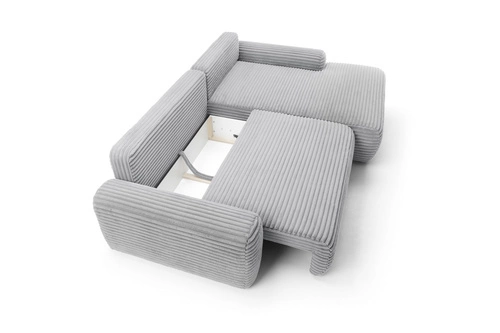 Rohová manšestrová rozkládací pohovka do obýváku pravá šedá moderní Intesi