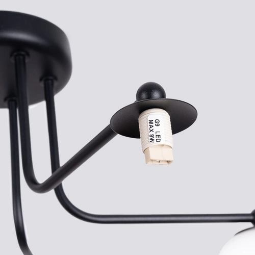 Lustr Astral 5 černý skleněné koule minimalistický do obýváku a jídelny