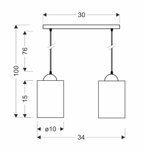 Závěsná lampa Bistro černá 2x40W E27 stínítko hnědé