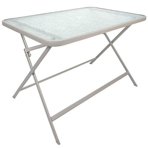 Skládací zahradní stůl Formentera moderní skleněná deska 110 cm béžový na terasu Intesi