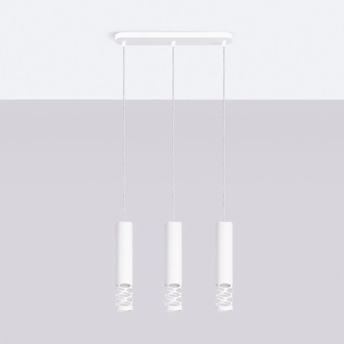 Moderní závěsné svítidlo LIRO 3L bílé kovové do obýváku a kuchyně SOLLUX LIGHTING