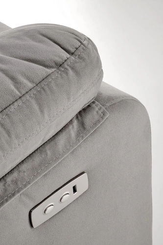 Relaxační křeslo Fearne šedé do obýváku elektricky polohovatelné s podnožkou USB skandinávský styl