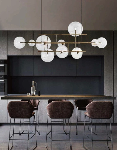 Závěsné svítidlo CHARM moderní skleněné zlaté do obýváku a jídelny 200 cm Step into Design