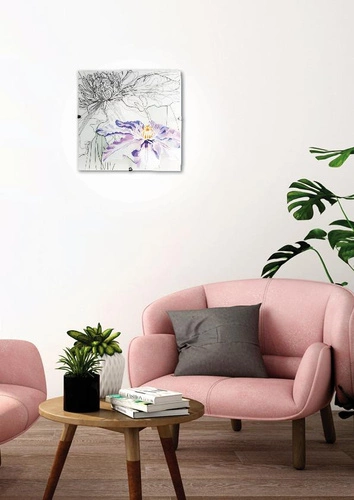 Stropní svítidlo Spring čtvercové skleněné fialové 30x30 moderní do obýváku a ložnice