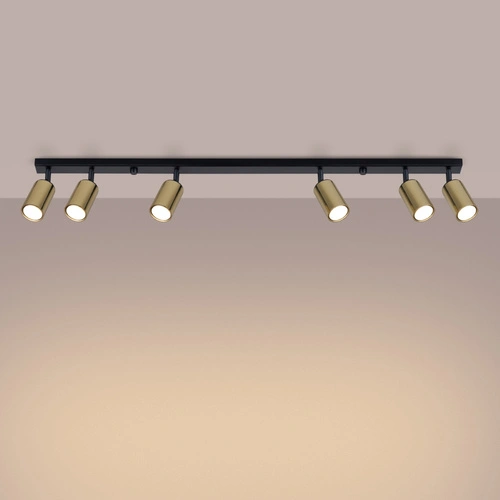 Stropní LED svítidlo WINX 6L černé zlaté moderní do obýváku a jídelny SOLLUX