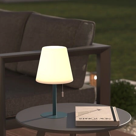 LED noční lampička Zack Atmosphera moderní bílá modrá nabíjecí do ložnice a na zahradu