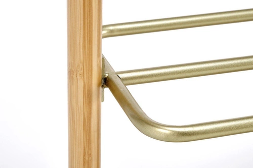 Stojanový věšák s policí a košíkem Toque přírodní bambusový do předsíně skandinávský