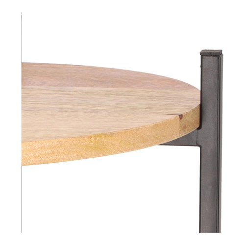 Kulatý konferenční stolek Ragna 42 cm loftový dřevěný s kovovou podstavou do obýváku Intesi