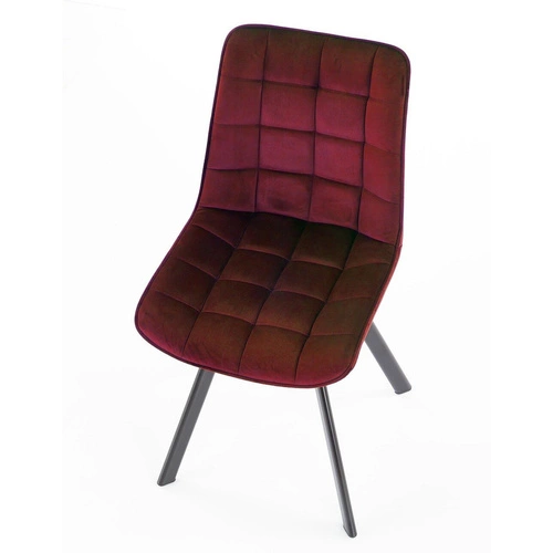 Čalouněná sametová židle Ohio vínová do jídelny a obýváku moderní s černými nohami