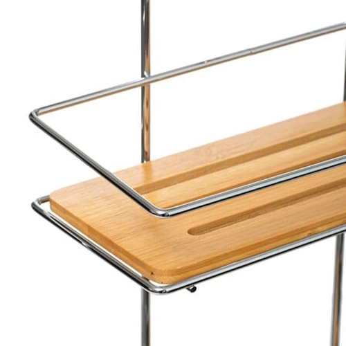 Bambusová dvoupatrová koupelnová police do sprchy s háčky boho 5five