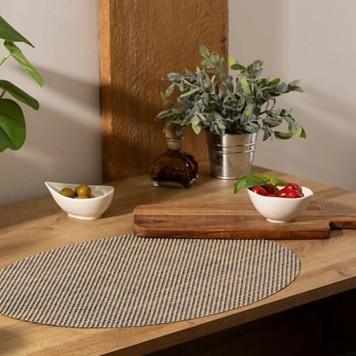 Moderní černo-bílá kulatá podložka pod talíř Maoli do kuchyně 48x35 cm