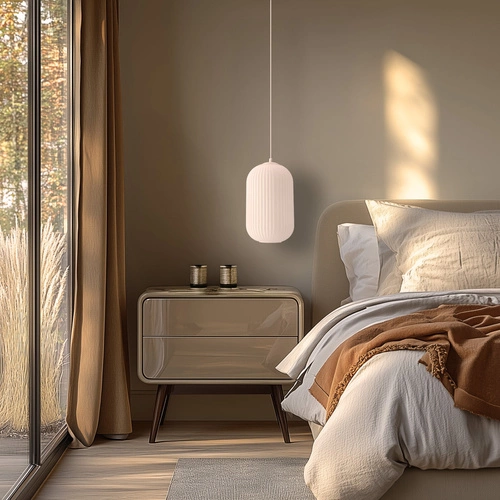 Závěsné svítidlo CRESTO bílé skleněné moderní do obýváku a jídelny 20 cm CANDELLUX