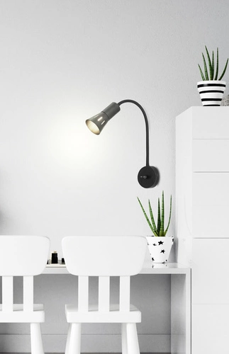 Nástěnné svítidlo Arena černé glamour s ocelovým ramenem do ložnice a obývacího pokoje CANDELLUX