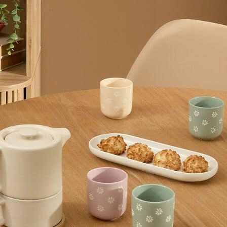 Sada 4 keramických šálků na espresso Margot 100 ml barevná