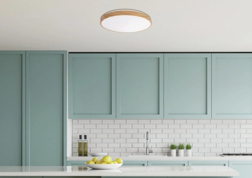 Stropní LED svítidlo kulaté do obýváku FIGARO 38 cm moderní dřevěný efekt dálkové ovládání CANDELLUX