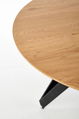 Jídelní kulatý stůl Zambia 120 cm moderní zlatý dub s černými nohami Intesi