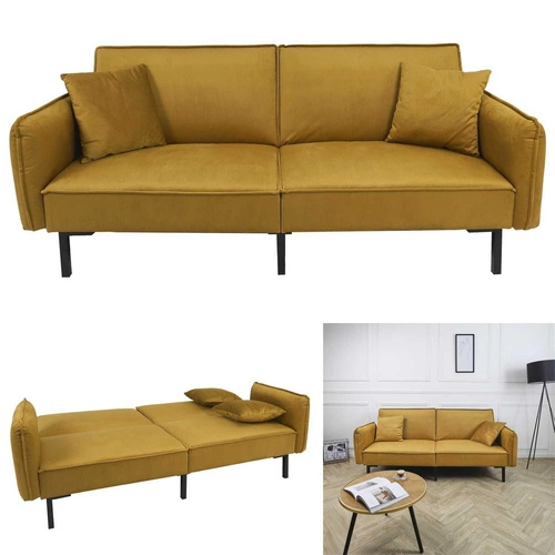 Rozkládací pohovka Giulia žlutá s funkcí spaní do obýváku, skandinávská, kompaktní Intesi