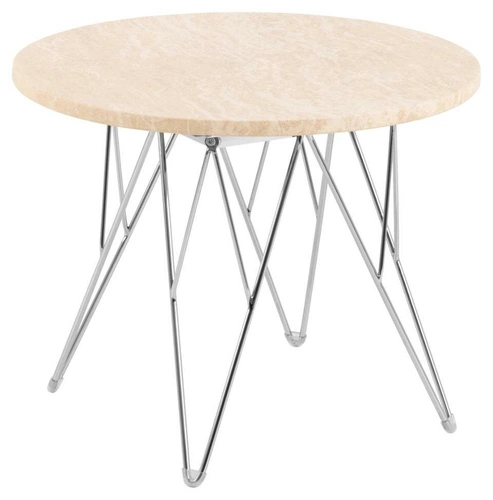 Konferenční stolek Prunus kulatý travertin 55 cm moderní chrom do obýváku Actona