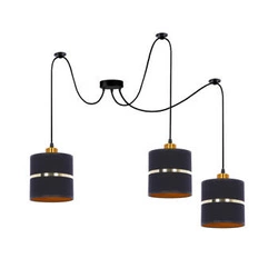 Závěsné svítidlo Assam černé zlaté 3bodové do obýváku a nad stůl, výškově nastavitelné, moderní