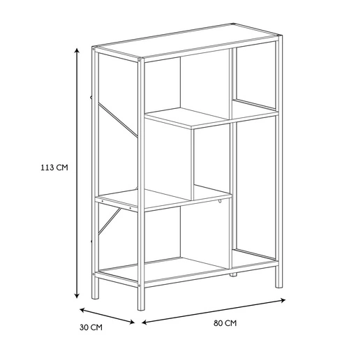 Bílá kovová knihovna do obýváku Rack M moderní loft 80 cm Intesi