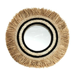 Přírodní kulaté zrcadlo Kaya boho