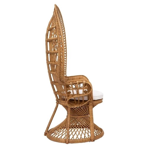 Ratanové křeslo Takta boho do obýváku s područkami a bílým polštářem Atmosphera