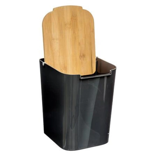 Koupelnový odpadkový koš Natureo 5L černý s bambusovým víkem moderní 5five