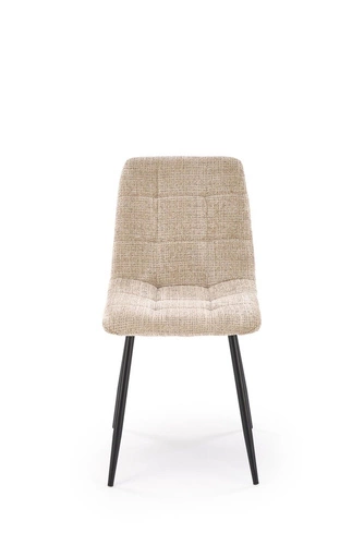 Čalouněná jídelní židle Pilew béžová moderní s opěrkou na černých nohách Intesi