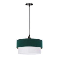 Závěsná lampa Sinask.a černé stínidlo 1x60 E27 duo 35+30 but.green+ white