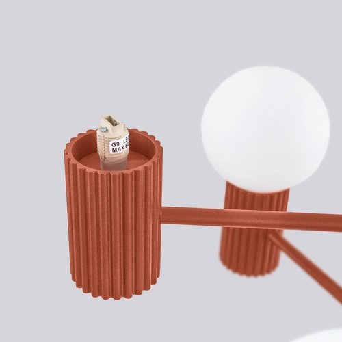 Moderní lustr HALO 6 okrově červený do obýváku a jídelny hliník 64 cm