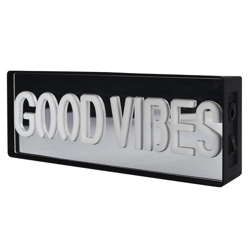 Moderní LED noční lampička neon Good Vibes Intesi černo-bílá do ložnice nebo obýváku