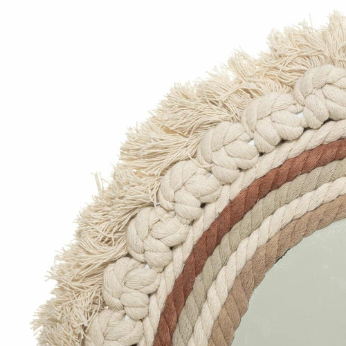 Zrcadlo Wonder boho kulaté 40 cm závěsné dekorativní do předsíně v přírodním rámu