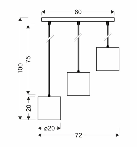 Candida závěsná lampa černá 3x40W E27 stínidlo černé
