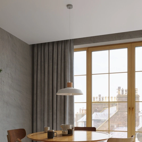 Závěsné svítidlo AFRA šedé betonovo-dřevěné do obýváku moderní nad stůl 40 cm