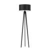 Stojací lampa do obýváku glamour MIAMI černá se stínidlem a dřevěným trojnožkou na míru