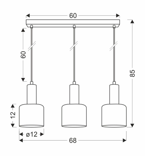 Závěsná lampa Isar černá 3x40 E27 jantarové stínítko