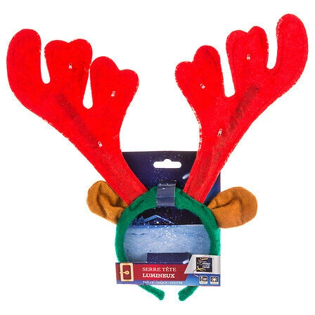 Světelný sobí čelenka LED červená/zelená