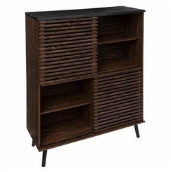 Vysoká hnědá komoda Asmar s policemi na nožkách do obýváku a ložnice 100 cm moderní