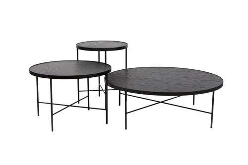 Moderní kulatý dubový konferenční stolek černý Tre 60 cm do obýváku NORDIFRA