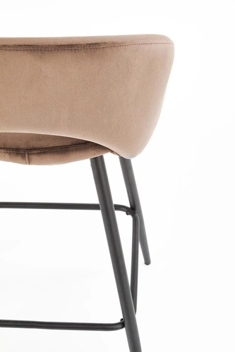 Barová židle Selli 65 cm béžová sametová s opěrkou do kuchyně a k ostrůvku moderní