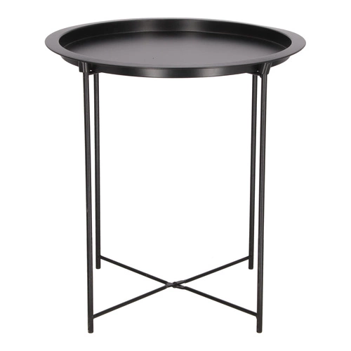 Kulatý černý kovový konferenční stolek Isa moderní industriální do obýváku 47 cm