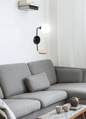 Nástěnné svítidlo Ponio moderní černé s bílým stínidlem do obýváku a ložnice 35 cm