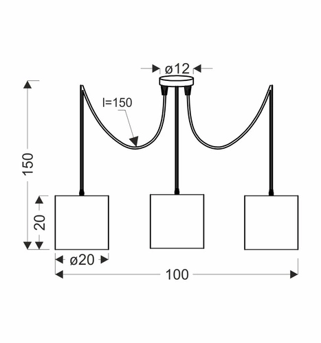Závěsné svítidlo Candida černé kovové 3bodové nastavitelné do obýváku a jídelny