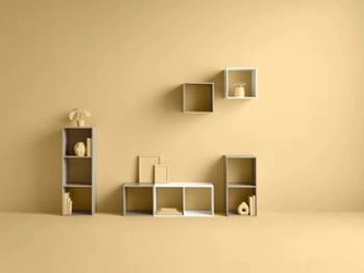 Sada modulárních knihoven Kali moderní přírodní a bílá do obýváku nebo kanceláře