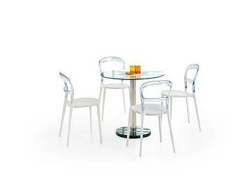 Kulatý skleněný jídelní stůl Intesi Clever moderní transparentní na jedné noze 80 cm