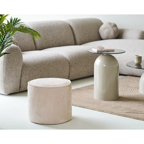 Puf Taupo kulatý béžový manšestrový do obýváku a ložnice