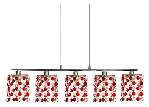 Klasická závěsná lampa 5x40W G9 červená
