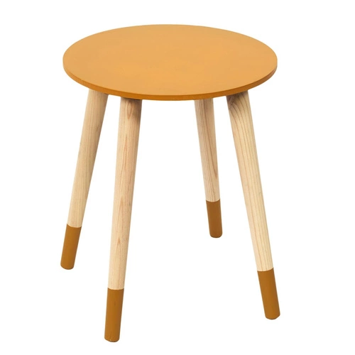 Sada 2 kulatých konferenčních stolků Trundle Intesi v severském stylu do obýváku modrá oranžová